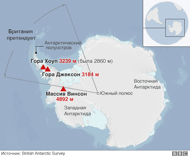 Карта антарктиды массив винсон