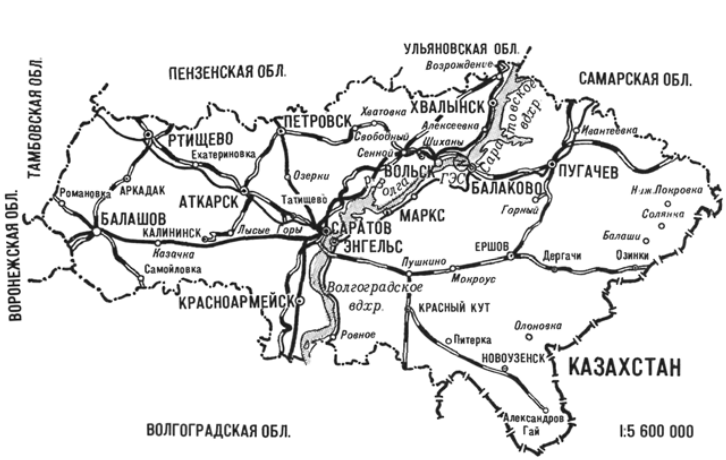 Схема карта саратовской области