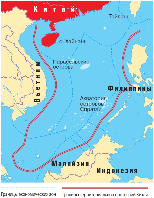 Карта поверенных тревог. Южно китайское море границы.